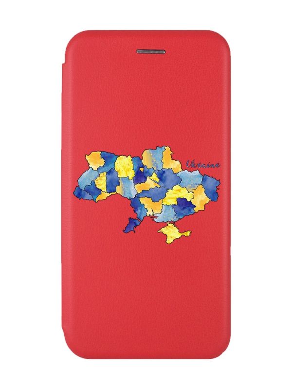 Чохол-книжка з малюнком для Xiaomi Redmi Note 8 Pro Червоний :: Карта України (принт 261)