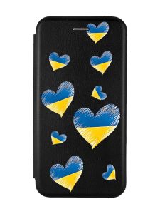 Чохол-книжка з малюнком для Xiaomi Redmi Note 11T Чорний :: Сердечка. Україна (принт 258)