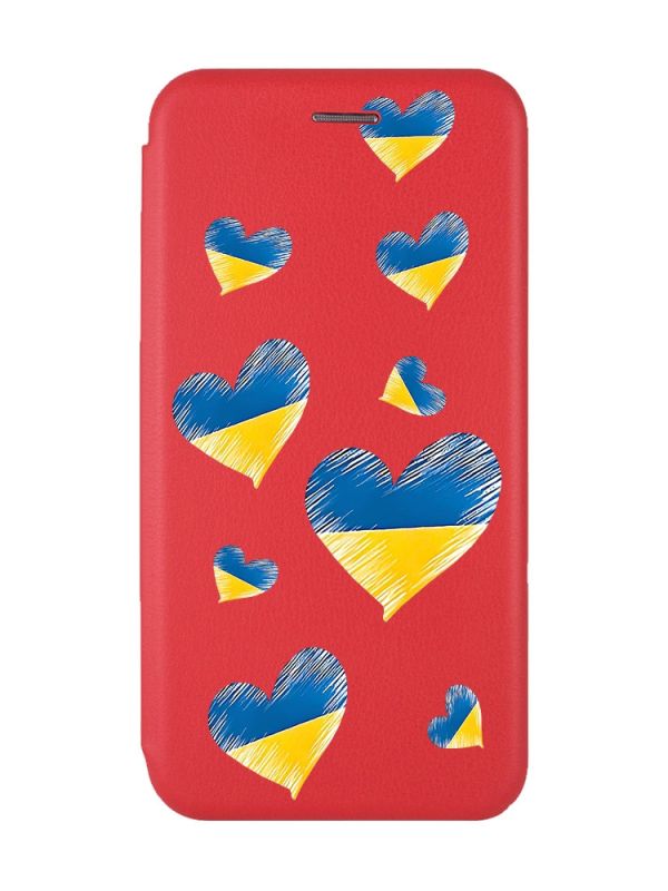 Чохол-книжка з малюнком для Samsung Galaxy A30 (2019) A305/A20 Червоний :: Сердечка. Україна (принт 258)