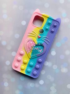 Чохол Поп-Іт Pop It для Oppo A15 / A15s Поп іт Котик із серцем троянд.-фіол