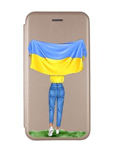 Чохол-книжка з малюнком для Samsung Galaxy A04 Золотий :: Дівчина з прапором (принт 263)
