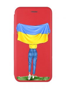 Чохол-книжка з малюнком для Samsung Galaxy A50 (2019) A505/A30s Червоний :: Дівчина з прапором (принт 263)
