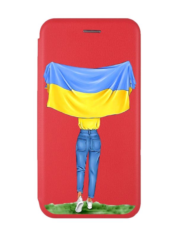 Чохол-книжка з малюнком для Xiaomi Redmi 8A Червоний :: Дівчина з прапором (принт 263)