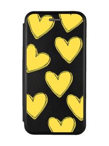Чохол-книжка з малюнком для Samsung Galaxy A53 4G Чорний :: Сердечка жовті (принт 259)