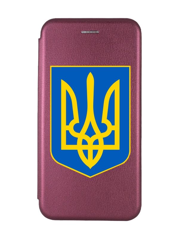 Чохол-книжка з малюнком для Xiaomi Redmi 7A Бордовий :: Тризуб Україна (принт 256)