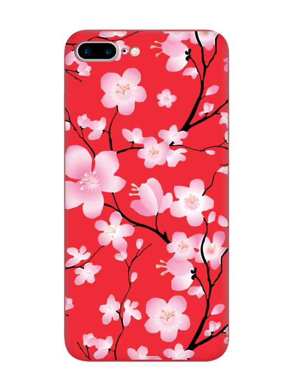 Матовий червоний чохол на iPhone 7 Plus/8 Plus :: Квітуча сакура (принт 282)