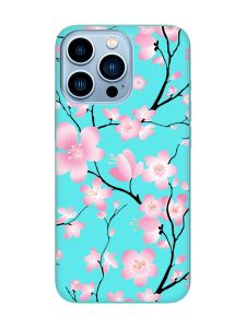 Матовий бірюзовий чохол на Apple iPhone 13 Pro Max :: Квітуча сакура (принт 282)