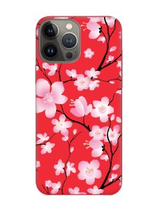 Матовий червоний чохол на Apple iPhone 13 Pro :: Квітуча сакура (принт 282)