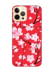 Матовий червоний чохол на Apple iPhone 12 Pro Max :: Квітуча сакура (принт 282)