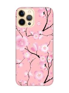 Матовий рожевий чохол на Apple iPhone 12 Pro Max :: Квітуча сакура (принт 282)