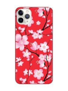 Матовий червоний чохол на iPhone 11 Pro Max (6.5) :: Квітуча сакура (принт 282)