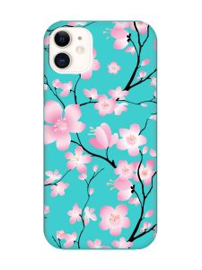 Матовий бірюзовий чохол на Apple iPhone 11 (6.1) :: Квітуча сакура (принт 282)