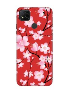 Матовий червоний чохол на Xiaomi Redmi 9C/10A :: Квітуча сакура (принт 282)