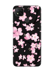 Матовий чорний чохол на Xiaomi Redmi 9C/10A :: Квітуча сакура (принт 282)