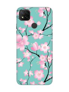Матовий бірюзовий чохол на Xiaomi Redmi 9C/10A :: Квітуча сакура (принт 282)