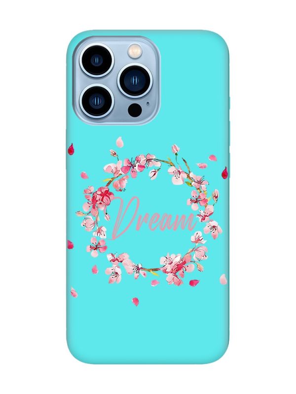 Матовий бірюзовий чохол на Apple iPhone 13 Pro Max :: Віночок з сакури (принт 284)