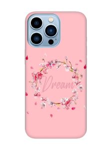 Матовий рожевий чохол на Apple iPhone 13 Pro Max :: Віночок з сакури (принт 284)