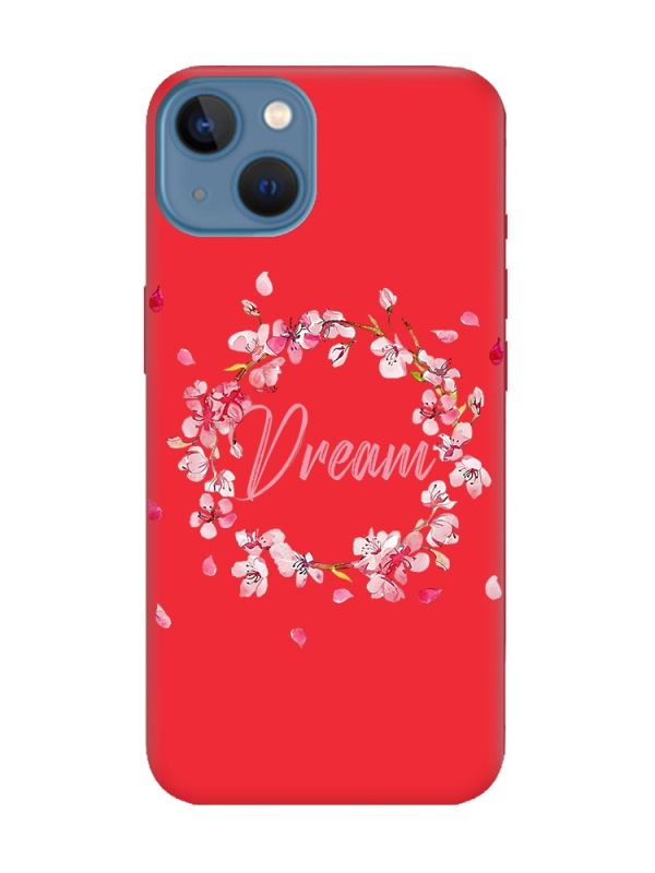 Матовий червоний чохол на Apple iPhone 13 :: Віночок з сакури (принт 284)
