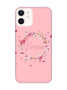 Матовий рожевий чохол на Apple iPhone 12 / 12 Pro (6.1) :: Віночок з сакури (принт 284)