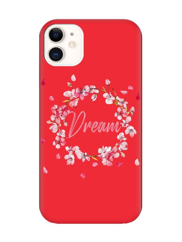 Матовий червоний чохол на Apple iPhone 11 (6.1) :: Віночок з сакури (принт 284)