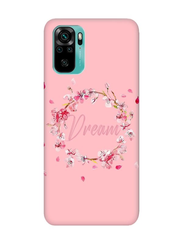 Матовий рожевий чохол на Xiaomi Redmi Note 10 / Note 10s :: Віночок з сакури (принт 284)