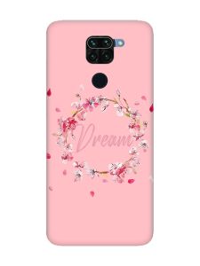 Матовий рожевий чохол на Xiaomi Redmi Note 9 :: Віночок з сакури (принт 284)