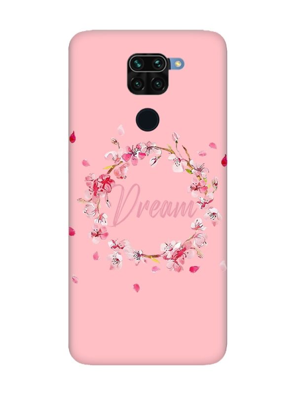 Матовий рожевий чохол на Xiaomi Redmi Note 9 :: Віночок з сакури (принт 284)