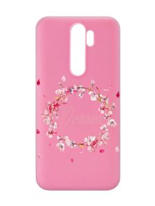 Матовий рожевий чохол на Xiaomi Redmi Note 8 Pro :: Віночок з сакури (принт 284)