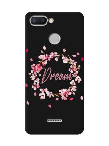 Матовий чорний чохол на Xiaomi Redmi 6 :: Віночок з сакури (принт 284)