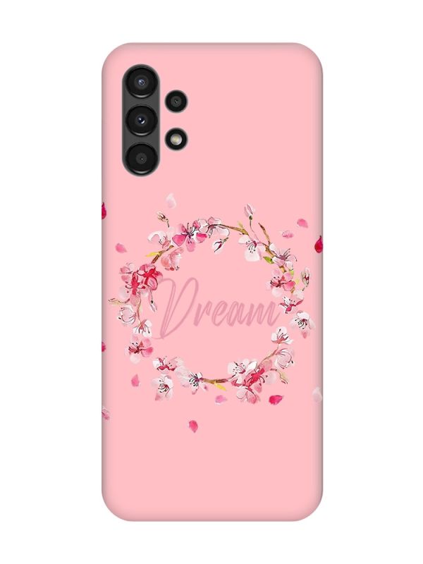 Матовий рожевий чохол на Samsung A13 4G :: Віночок з сакури (принт 284)