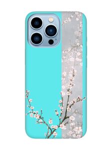 Матовий бірюзовий чохол на Apple iPhone 13 Pro Max :: Квітуча сакура (принт 285)