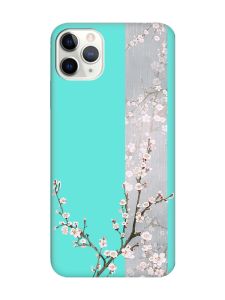 Матовий бірюзовий чохол на iPhone 11 Pro Max (6.5) :: Квітуча сакура (принт 285)