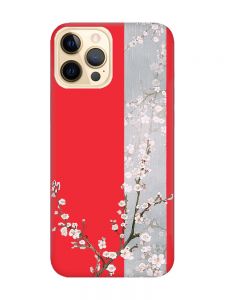Матовий червоний чохол на Apple iPhone 12 Pro Max :: Квітуча сакура (принт 285)