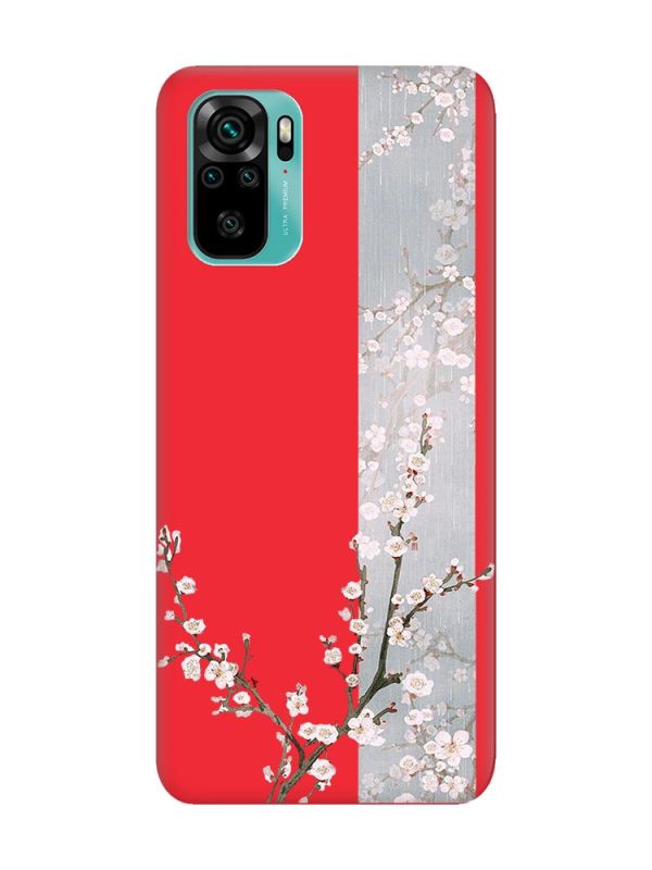 Матовий червоний чохол на Xiaomi Redmi Note 10 / Note 10s :: Квітуча сакура (принт 285)