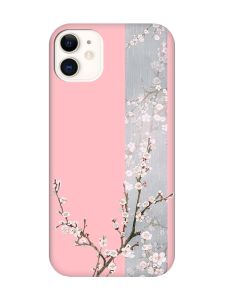 Матовий рожевий чохол на Apple iPhone 11 (6.1) :: Квітуча сакура (принт 285)