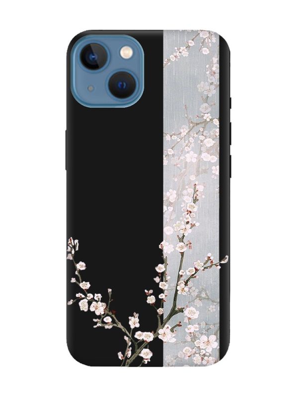 Матовий чорний чохол на Apple iPhone 13 :: Квітуча сакура (принт 285)