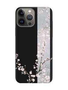 Матовий чорний чохол на Apple iPhone 13 Pro :: Квітуча сакура (принт 285)