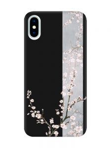 Матовий чорний чохол на iPhone X / Xs :: Квітуча сакура (принт 285)