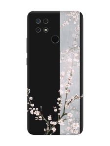 Матовий чорний чохол на Xiaomi Redmi 10C :: Квітуча сакура (принт 285)