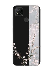 Матовий чорний чохол на Xiaomi Redmi 9C/10A :: Квітуча сакура (принт 285)