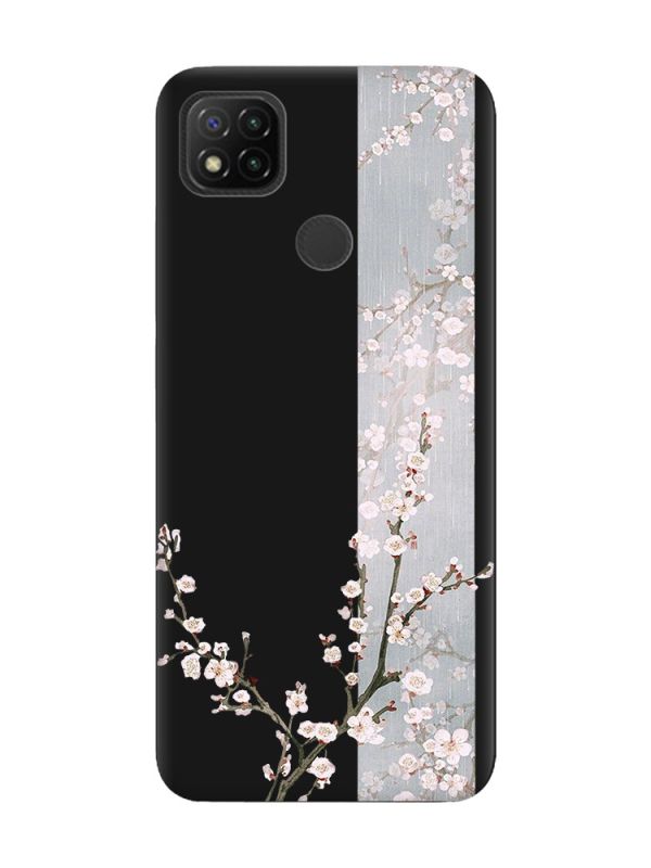 Матовий чорний чохол на Xiaomi Redmi 9C/10A :: Квітуча сакура (принт 285)
