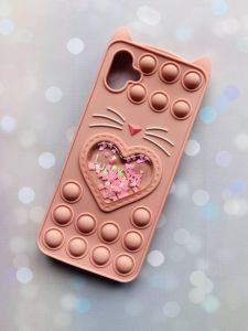 Чохол Поп-Іт Pop It для Samsung A04 Поп іт Котик із серцем рожевий