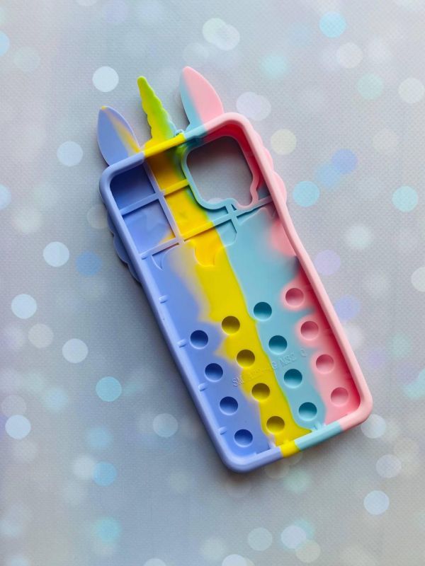 Чохол Поп-Іт Pop It Samsung A22 4G / M22 / M32 Єдиноріг Однорог Рожево-фіол.