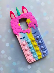 Чохол Поп-Іт Pop It на Xiaomi Redmi Note 9 Єдиноріг Однорог Рожево-фіол.