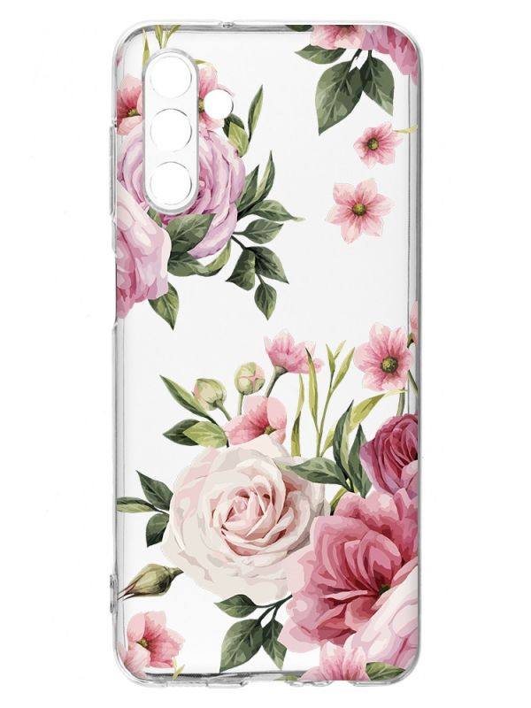 Прозорий чохол на Samsung A04s/A13 5G :: Рожеві квіти (принт 287)