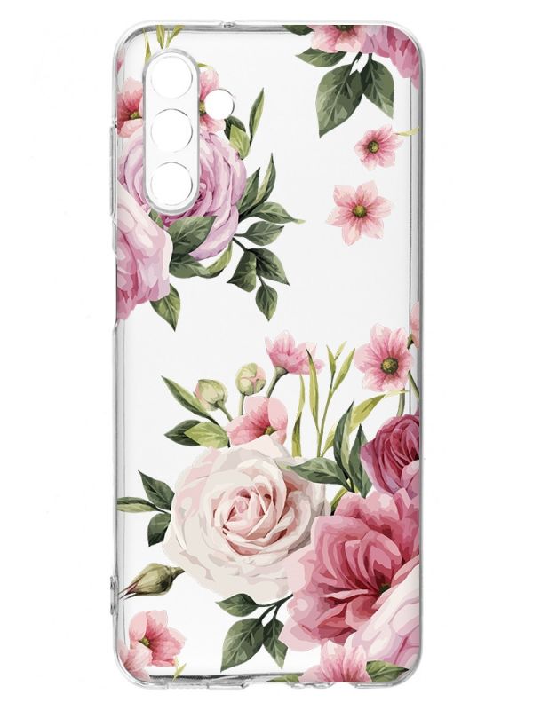 Прозорий чохол на Samsung Galaxy A54 5G / A546 :: Рожеві квіти (принт 287)
