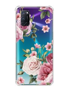 Чохол з потовщеними кутами на Oppo A52/A72/A92 :: Рожеві квіти (принт 287)