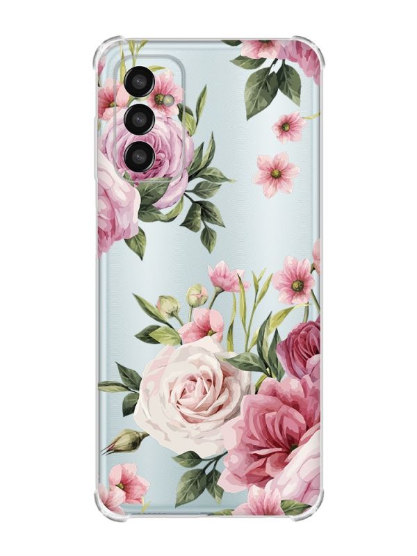 Чохол із потовщеними кутами на Samsung Galaxy M13 4G :: Рожеві квіти (принт 287)