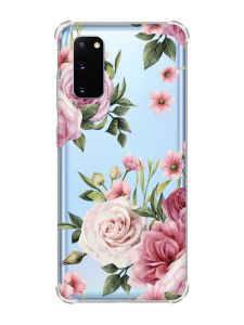 Чохол із потовщеними кутами на Samsung Galaxy S20 Plus :: Рожеві квіти (принт 287)
