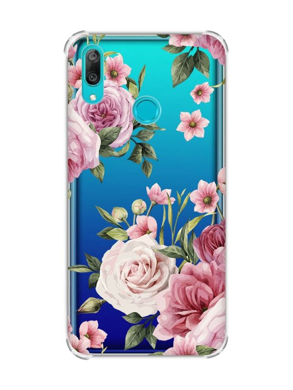 Чохол з потовщеними кутами Huawei Y7 2019/Y7 prime 2019 :: Рожеві квіти (принт 287)